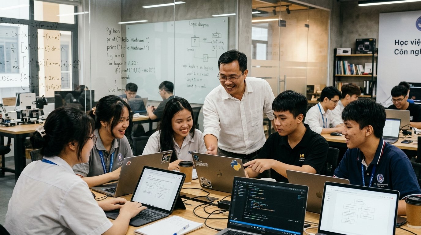 Giảng viên hướng dẫn lập trình và tư duy logic trực tiếp